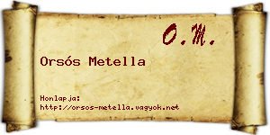 Orsós Metella névjegykártya